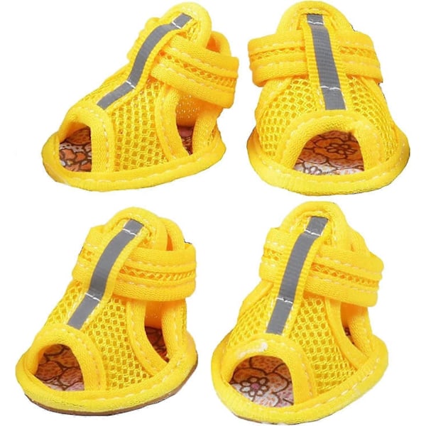 Små Hund Sommar Mesh Sandaler Valp Katt Andningsbara Tasskydd Hundskor -CHSZ STORLEK 4 Gul