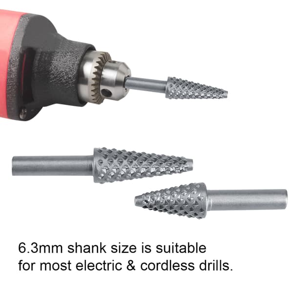 5 stk. hardmetall roterende filsett 6,3 mm skaft treskjæringsbor