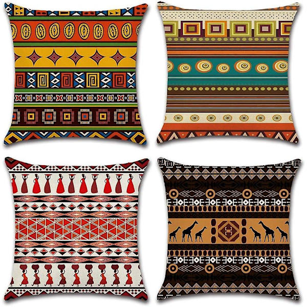 4-pack etnisk stil bomull linne dekorativa kuddfodral för soffa, sovrum, hem - 45 x 45 cm