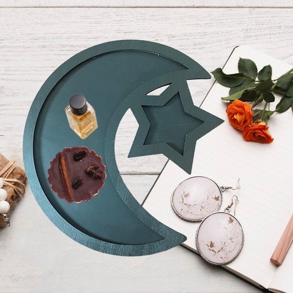 Eid Ramadan serveringsbrett med måne og stjerne rustikk tre halvmånefestmat serveringsbordstativ displayholder festivaldekor