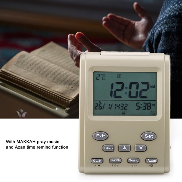 Ny digital islamisk klocka alarm bön Alarm LCD Azan klocka bön tid påminnelse
