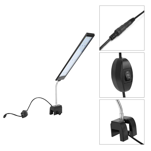 10W LED-klemmelampe til akvarium med 27 LED'er, høj lysstyrke, klemmeakvarielampe, 100-240VEU-stik 100-240V