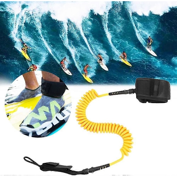 Surfboard Leash, 10ft TPU Paddle Board Ankelrem Coiled Bodyboard Leash Stand Up Paddle Board Spri