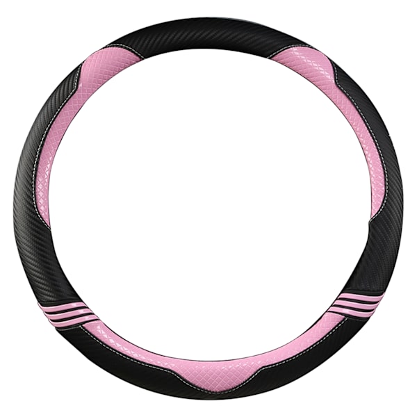 Automatisk rattöverdrag halkfritt kolfiberläder bilskyddsskydd svart rosa
