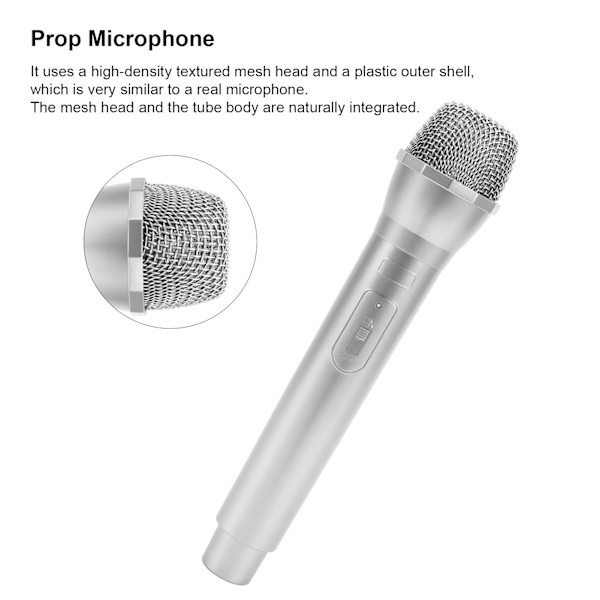 Realistinen rekvisiittamikrofoni karaoke-tanssiesityksiin Harjoitusmikrofoni-rekvisiitta karaoke hopeaa varten Silver