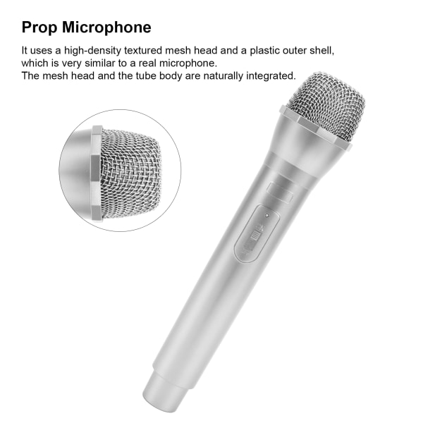 Realistisk propmikrofon for karaoke danseshow. Øv mikrofonpropp for karaoke sølv Silver
