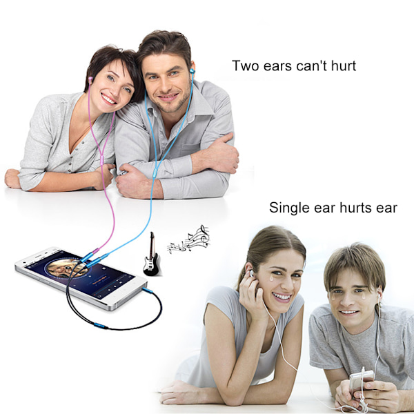 3,5 mm lydsplitterkabel 3,5 mm hann til 2 port 3,5 mm hunn med mikrofon 3,5 mm forlengelseskabel adapter