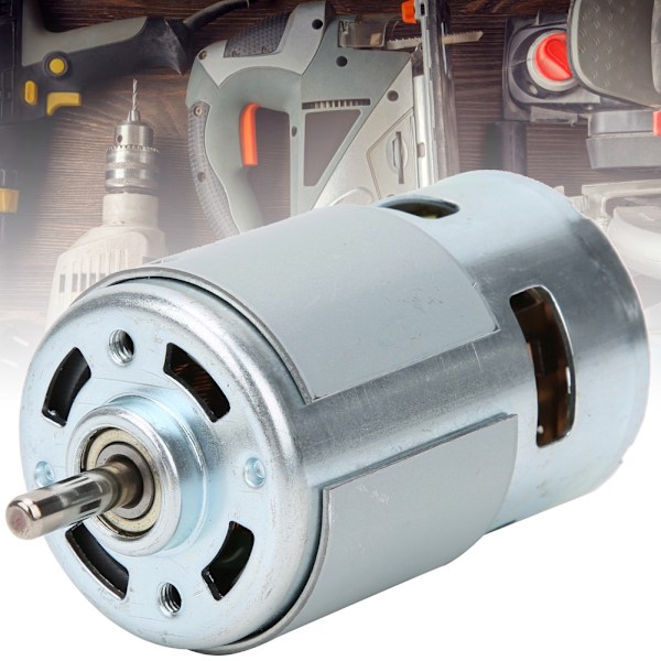 12V - 24V DC elektrisk drillmotor 775 enkel kulelager rund akselmotor med kjølevifte