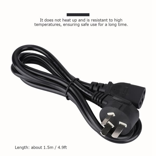 1,5M 3-hulls 3-pin strømkabeladapter veggplugg lader AC strømledning (AU-plugg)