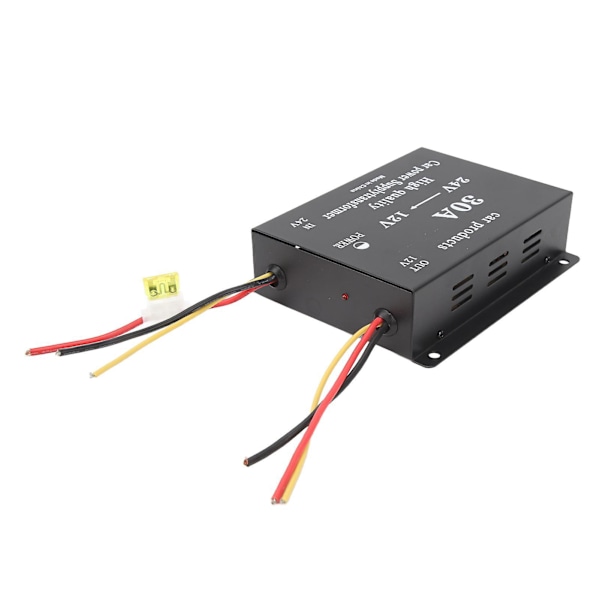Bil Strømomformer 30A 24V til 12V DC Svart 300A Utløpsadapter for Bilkjøleskap DVD VCD CD