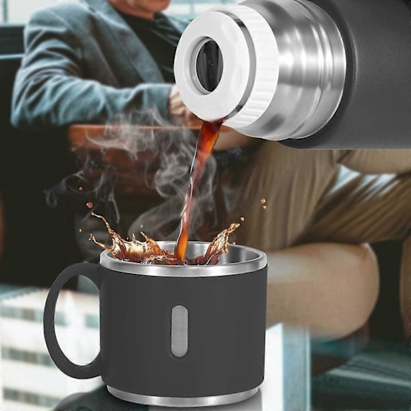 Vakuumisolerad flaska 500ml/17.6oz Termosflaska i rostfritt stål med mugg för kaffe te varm dryck och kall dryck (Röd)