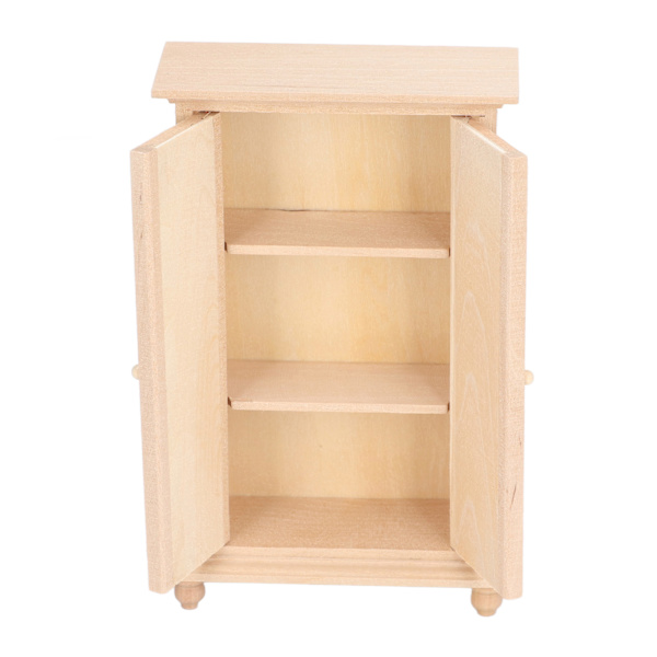 1:12 Dukkehus Garderobe Træ Miniature Soveværelse Stue Scene Dobbelt Dør Skab Møbler Tilbehør