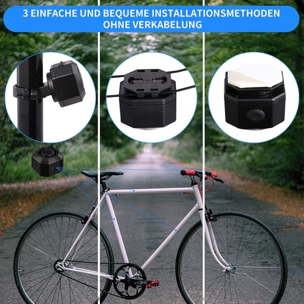 Cykelalarmsystem Cykelalarm med fjernbetjening Trådløs USB C Motorcykel Vandtæt Anti-tyveri Vibration Scooter Alarmsystem