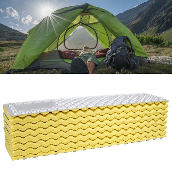 Utomhus hopfällbar fuktbeständig skumdynormatta för camping picknick sovmassa kudde (gul )