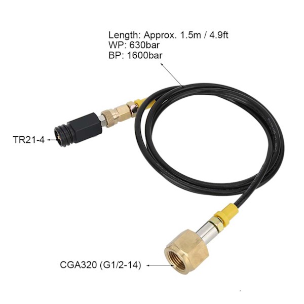 1,5 m G1/2-14 CGA320 CO2-tankadapter Sodaslangsats Tillbehör för SodaStream