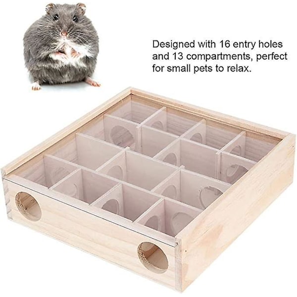 Hamster Labyrint Legetøj, Naturtræ Rottehus med Organisk Glas Interaktivt Intelligent Lille Kæledyrslegetøj til Rotte Mus Hamstere