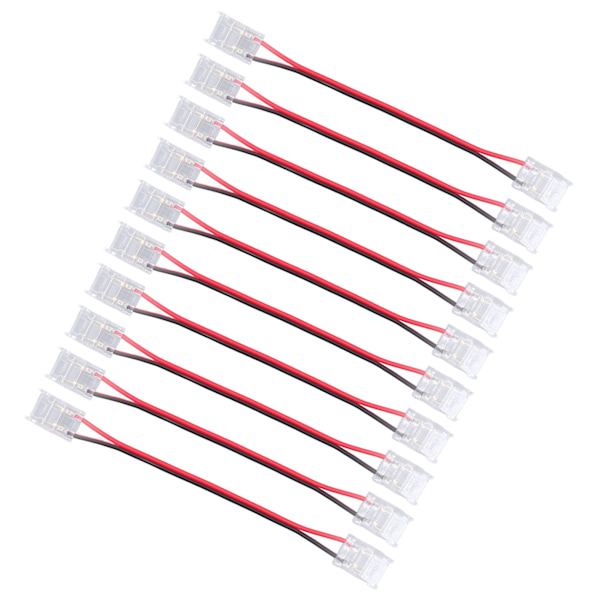 10 stk. COB-strip lysforbindelse 2-polet PC-materiale 10 mm bredde dobbelthoved strip til strip forlængerforbindelse