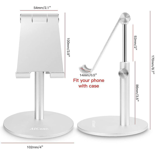 Justerbart aluminiumstativ för surfplatta/telefon för iPad Pro 10.5/9.7/12.9, Air, Mini, Samsung Tab och mer (4-12.9\")