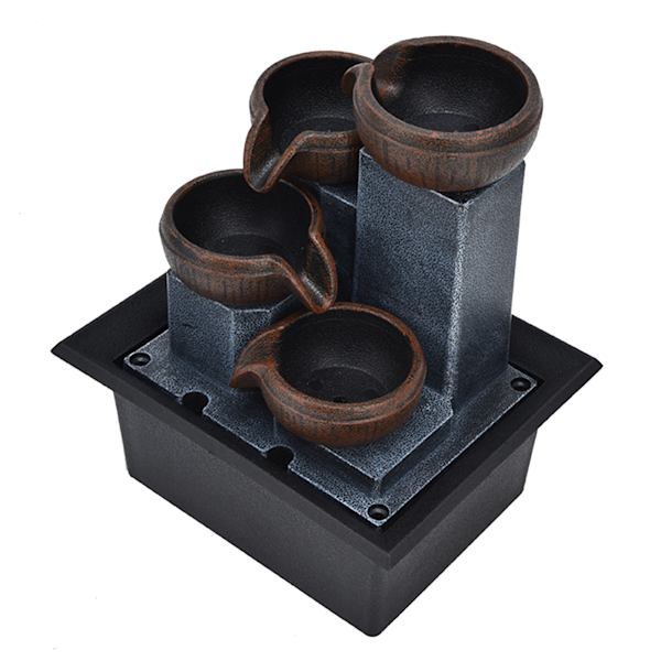 Pöytävesisuihkulähde keltaisella LED-valolla Feng Shui Relaxation Desktop Ornament Decoration EU Plug AC220-240V