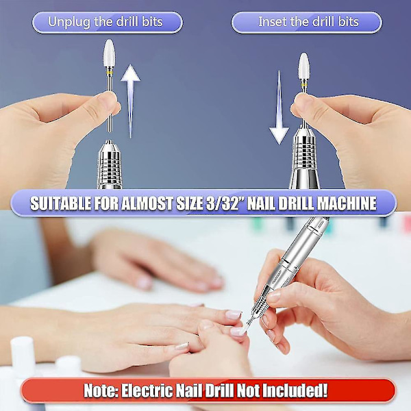 Diamant Nagelbands Elektrisk Nagelfil och Keramisk Akryl Gel Nagelbits Set, Akryl Nagelkonst Verktyg