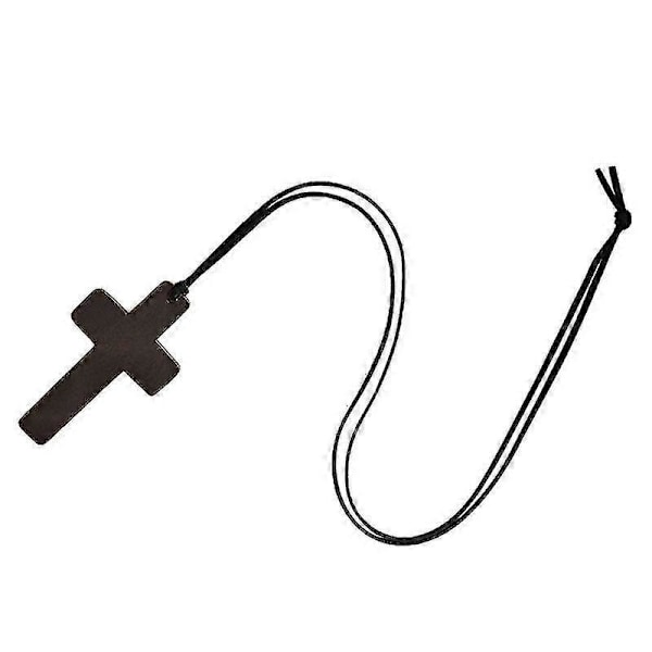Halsband med korshänge i naturligt trä för män kvinnor barn pojkar flickor gåva Zekai