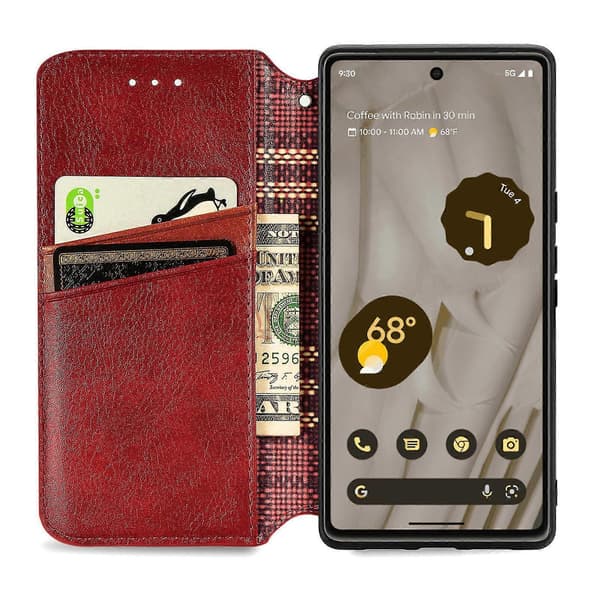 Fodral för Google Pixel 7a Flip Plånbok Flip Magnetiskt Skyddsfodral Plånbok Kompatibel med Google Pixel 7a Fodral Red