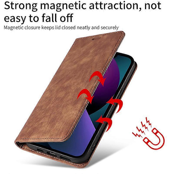 iPhone 6s Cover - Brun, iPhone 6 Cover Ægte Læderpung Beskyttende Cover til Apple 6/6s Cover med Standfunktion