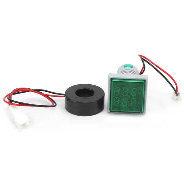 AD16‑22FVA 2-i-1 Voltmeter Amperemeter Spänningsströmmätare Testare Mätindikator Grön