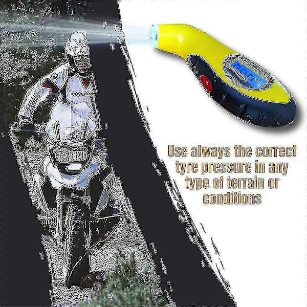 Däcktrycksmätare, Digital Däcktrycksmätare, Cykeldäcktrycksmätare, Däcktrycksmätare, Cykeltrycksmätare (gul)