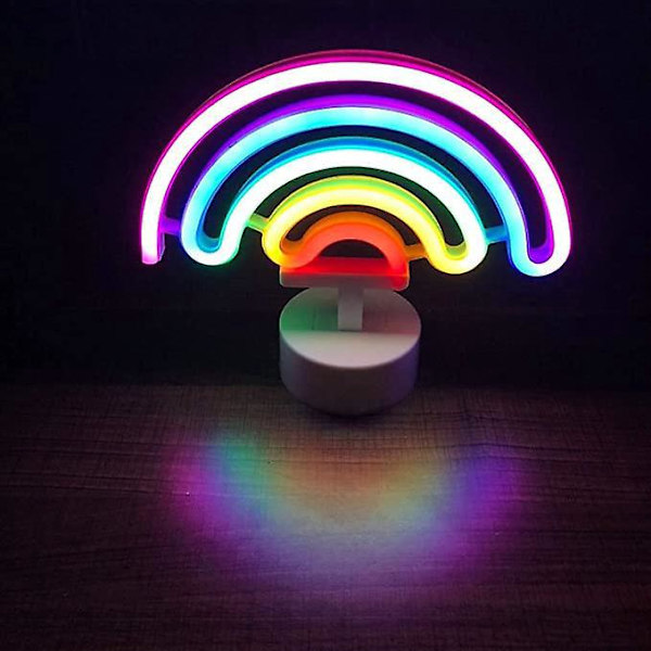 1 st Regnbåge neonskylt med bas, USB- eller batteridriven, för sovrum, lekrum, bar, festdekoration