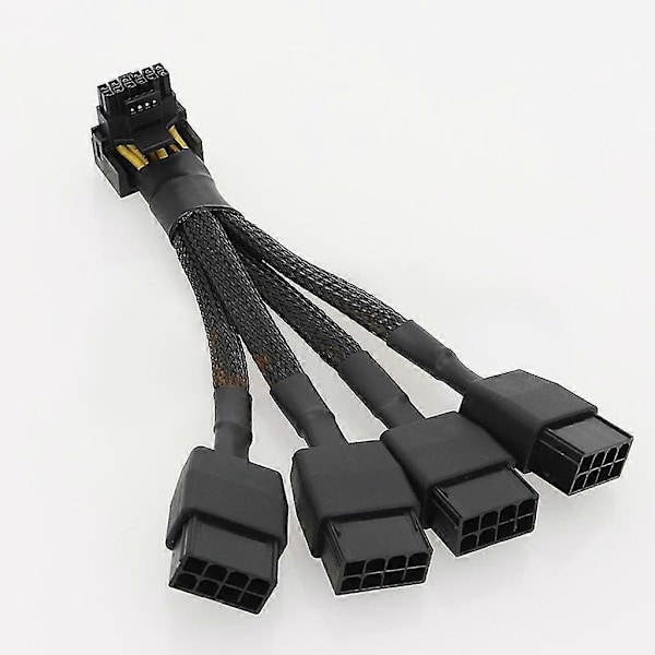 4x8pin Pci-e - 16pin (12+4) Pci-e 5.0 12vhpwr -liitin 90 asteen kulma 15cm