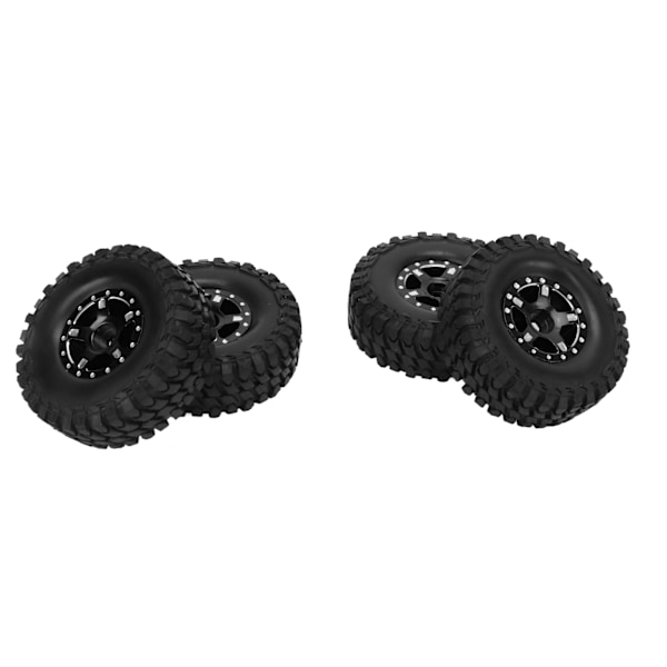 RC Bil Gummi Dæk Metal Dæk Fælge Fuld Serie Universal med Lille Krydsnøgle og M2 Anti Skid Møtrik Sæt til Axial 1/24 SCX24 Sort