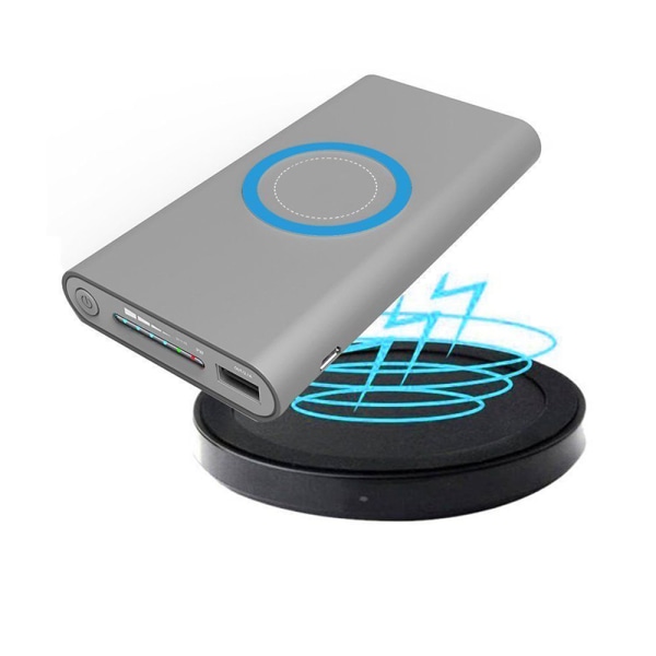 DIY Power Bank- case Typ C Trådlös laddning DIY Mobile Power Box Kit för 10000 mah litiumjonbatteri grå