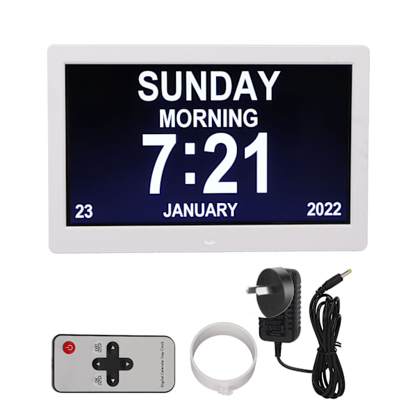 Digital fotoram 10 tum 1024x600 LCD väckarklocka fjärrkontroll 100-240V för hem AU-kontakt