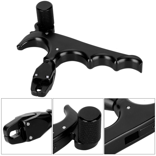 Metall 4-finger båge Release Bromsok Tumme Trigger Grip Jakt Skytte Tillbehör Svart