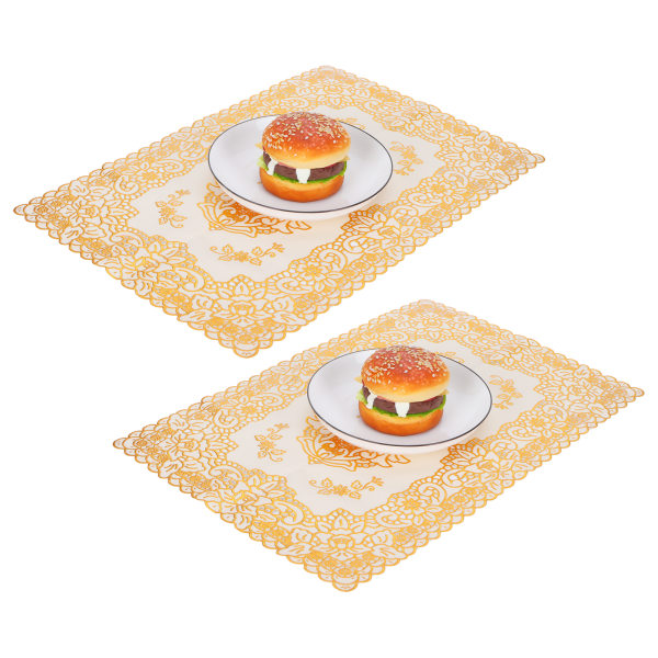 Elegant guld PVC bordsmatta set för bröllopsdekoration - paket med 2