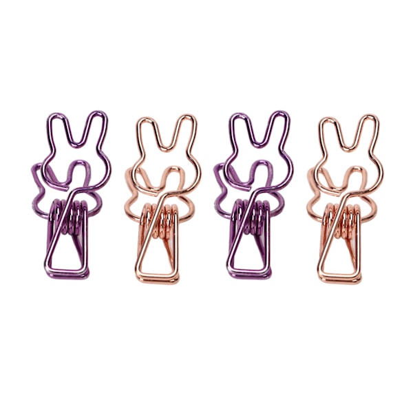 100 st Bunny Binder Clips ihålig ut stark klämning robust metall söta pappersklämmor för dokument kläder papper