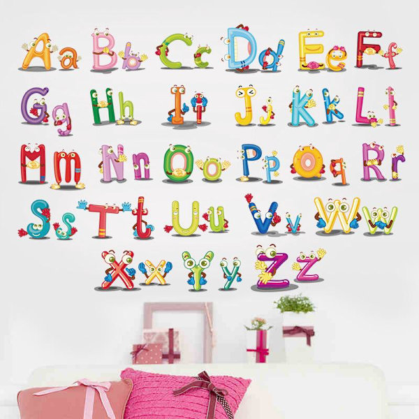 ABC English Alphabet Wall Stickers, Nursery Room Stickers, Animal Wall Stickers, Baby Børneværelse Vægdekoration til stue