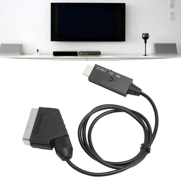 SCART til HD Multimedia Interface Konverter HD 1080P SCART til HD Multimedia Interface Adapterkabel for Lyd Video DC 5V