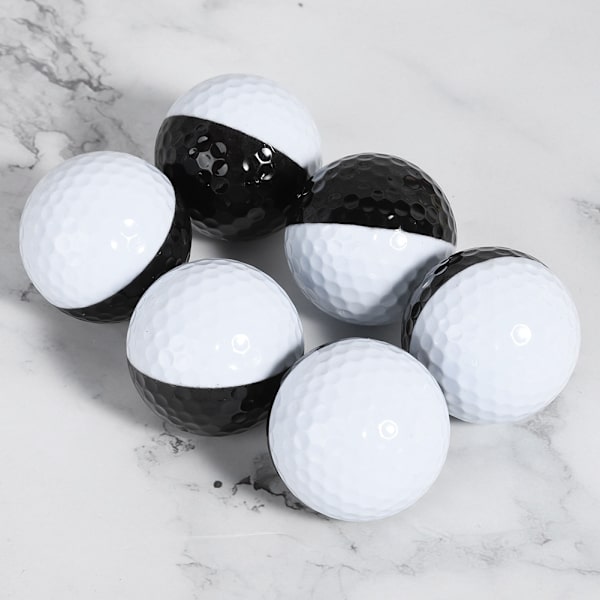 6 STK PU Sort Hvid Blød Høj Elastisk Fremragende Stabil Flue To Lag Indendørs Putter Assist Golf Øvebold