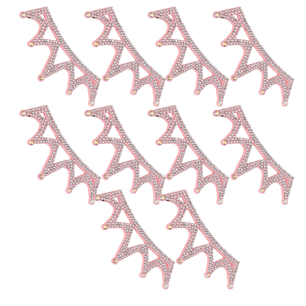 10 st Rhinestones tyg applikation kronformade lappar kläder tillbehör 10x3,7 cm rosa triangulär typ