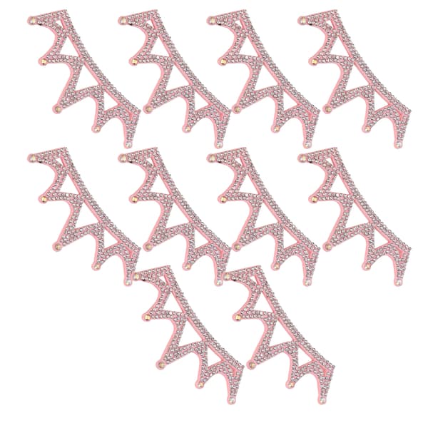 10 st strass tygapplikationer kronformade lappar klädtillbehör 10x3,7 cm rosa triangulär typ