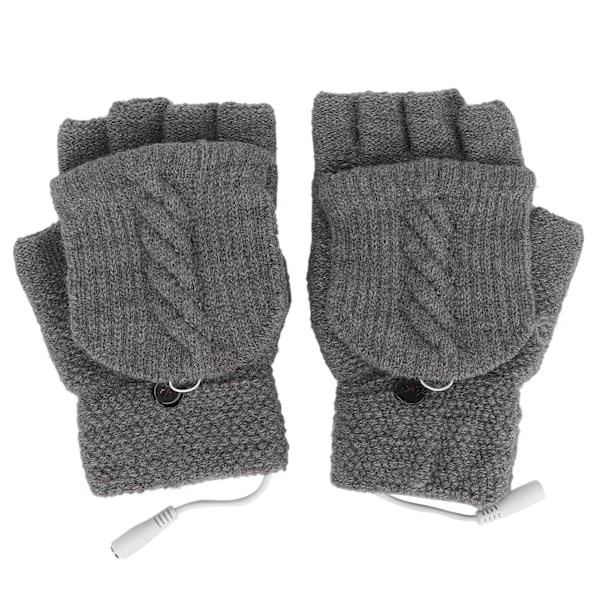 Fingerless Heated Gloves Mitten USB Double Sided Heating Laptop Gloves Mitten Gray