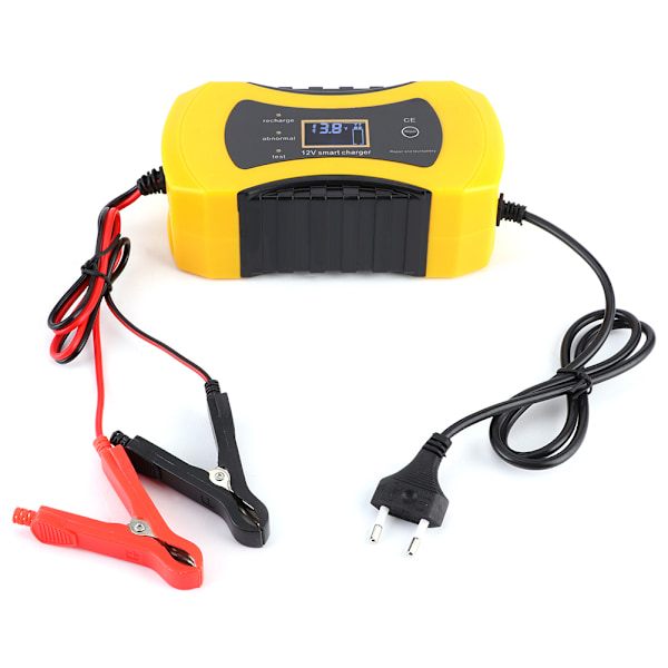 12V 8A oplader til bilmotorcykel blybatterier omvendt polaritetsbeskyttelse kortslutningsbeskyttelse spændingsstrømsdisplay EU 100-240V (EU )