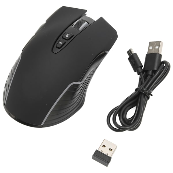 Trådløs mus 2.4G genopladelig USB RGB professionel optisk sensor gaming mekanisk mus sort