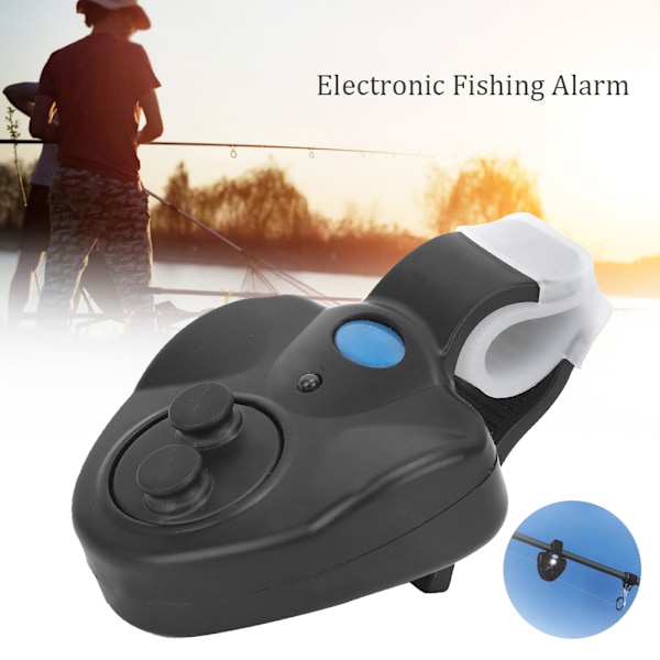 Elektronisk fiskebittalarm LED-lys fiskeklokkeklips på fiskestang for nattfiskeutstyr tilbehørSvart