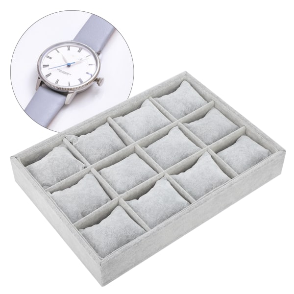 12 Grids Watch Oppbevaringsboks Armbånd Veske Organizer Smykker Display Container med pute