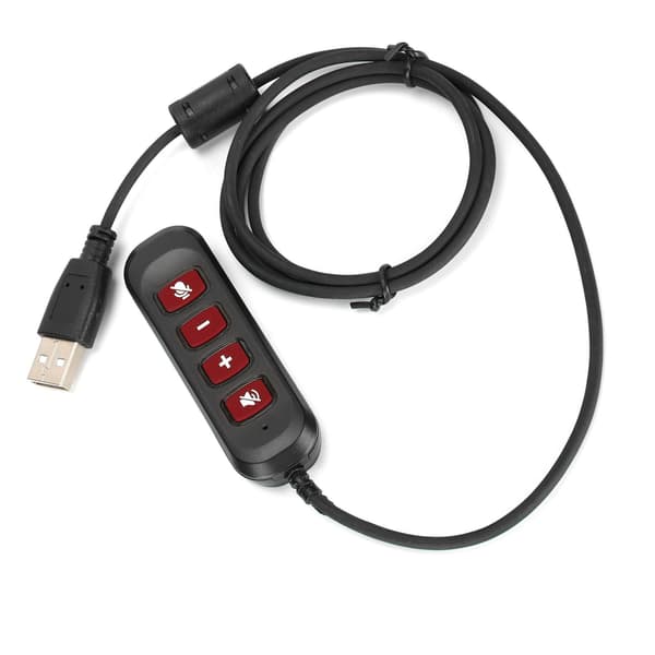 H901 USB-kontakt QD-kabeladapter justerbar volym Call Center-headsetadapter för 3,5 mm headsetutrustning Röd