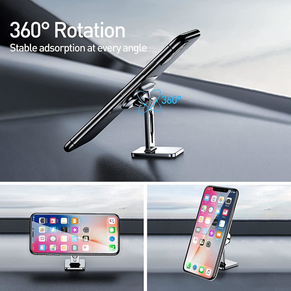 Sett med 2 magnetiske biltelefonholdere med 360 rotasjon og sterk magnet for iPhone/Samsung/Huawei/GPS