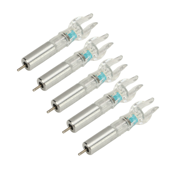 5PCS LED-belyste piler i plastskall, enkel installasjon for 6,2 mm 0,24 tommers innerdiameter pil bueskyting med batteri blå